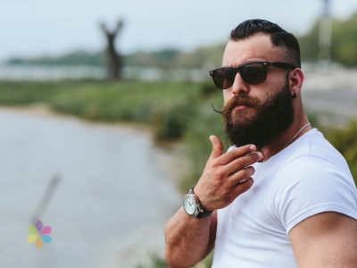 man with long beard and suglasses

